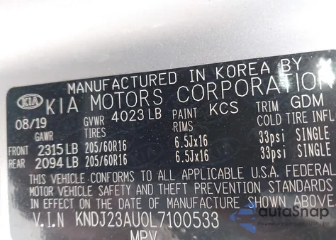 2020 Kia Soul Lx from USA, damaged, VIN KNDJ23AU0L7100533